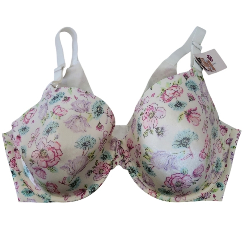 Floral Print Bra - Cream Sz 40DD NWT